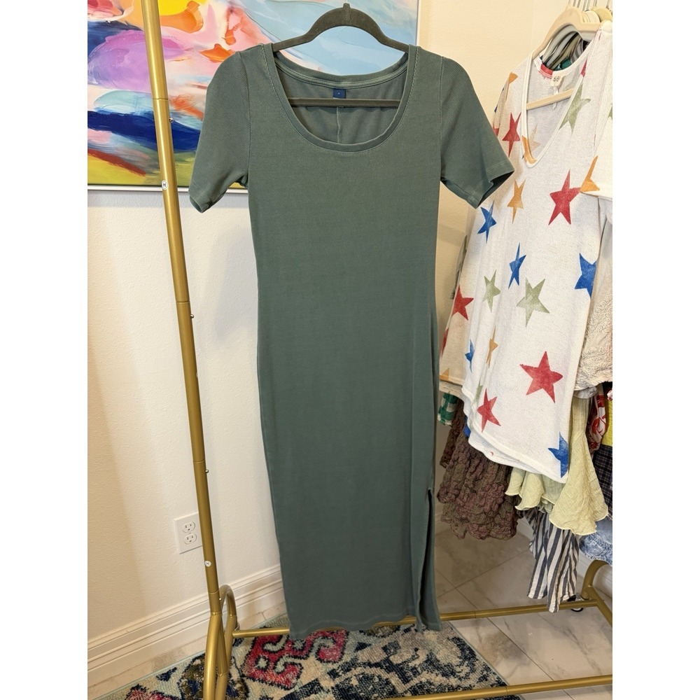 Old Navy Women's‎ Green Dress Size Medium Casual Summer Midi Maxi Short Sleeve